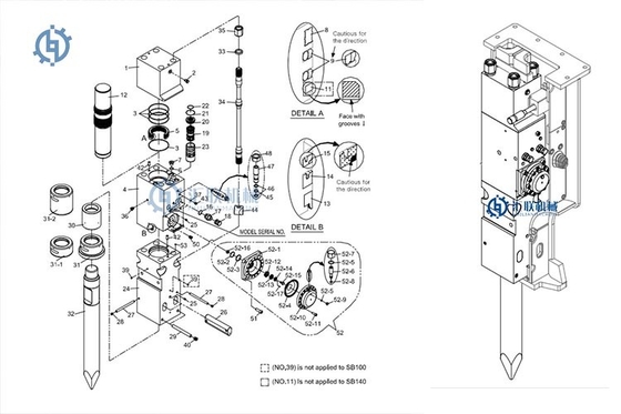 SB140 SB151 Hidrolik Breaker Rock Hammer Parts Soosan SB81A SB100 SB121 SB130